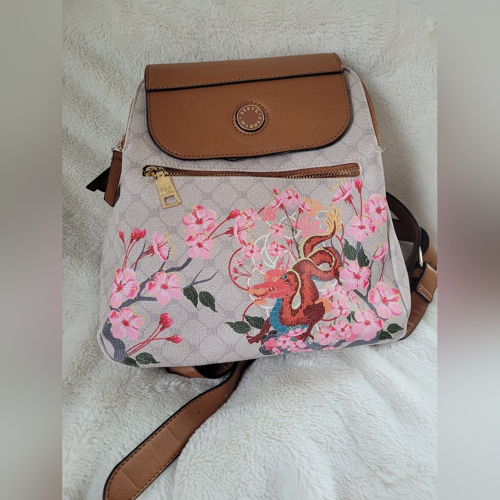 Steve Madden Pink Cherry Blossom Dragon Backpack